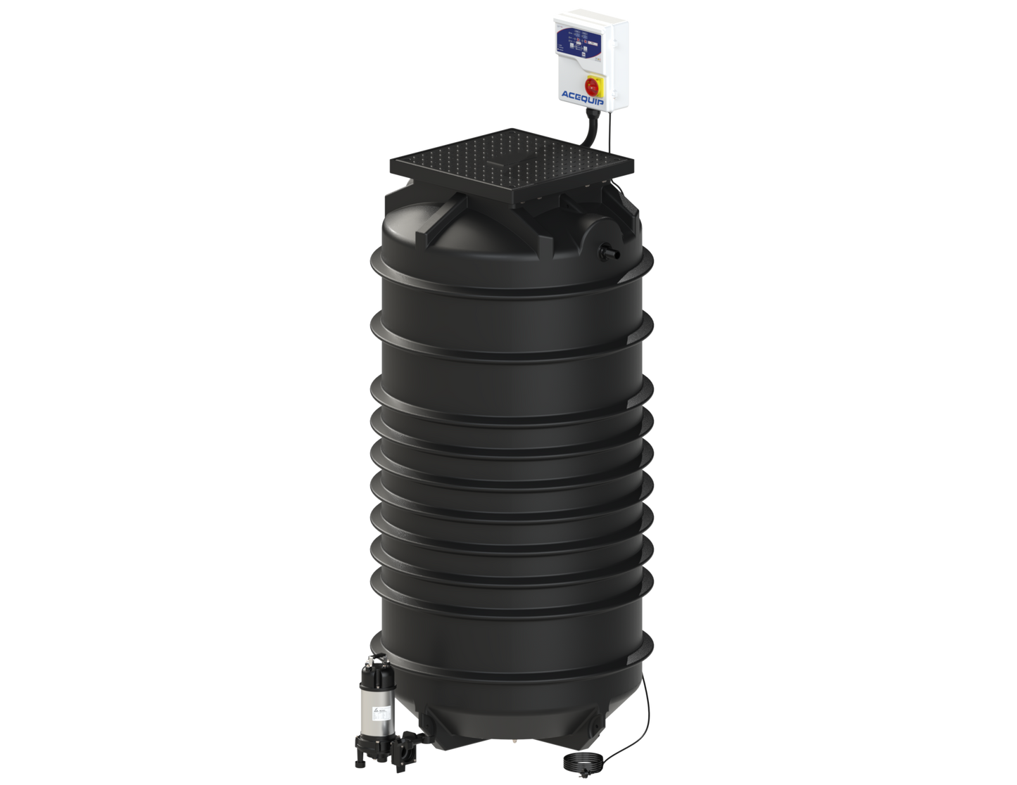 BLUESELECT 2000L Dual Pump Station with 415V, 1.1KW Sewage Grinder Pumps and Guide Rail Kits