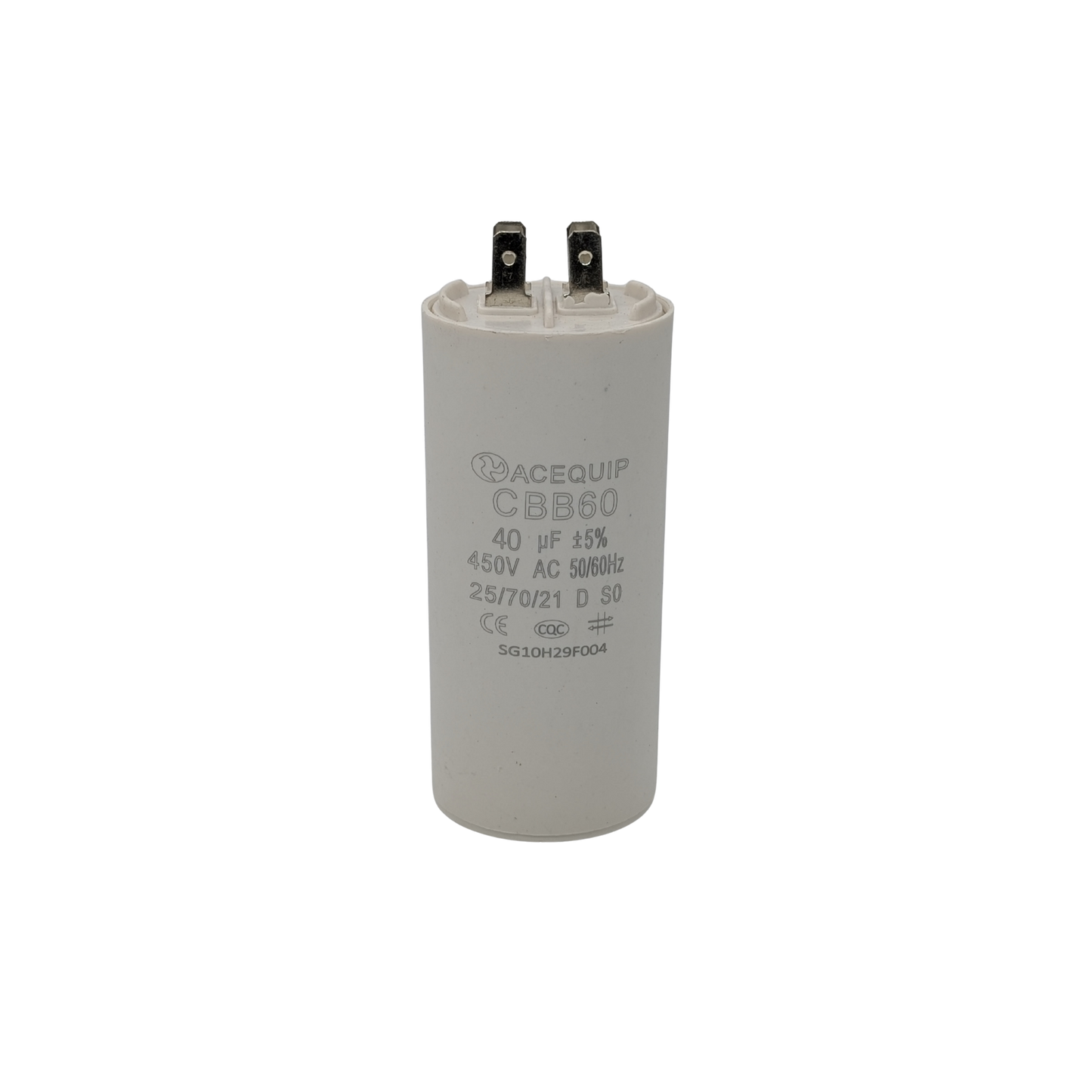CAP-40.0P 40 UF Acequip Single Phase Multipurpose Run Capacitor with pins