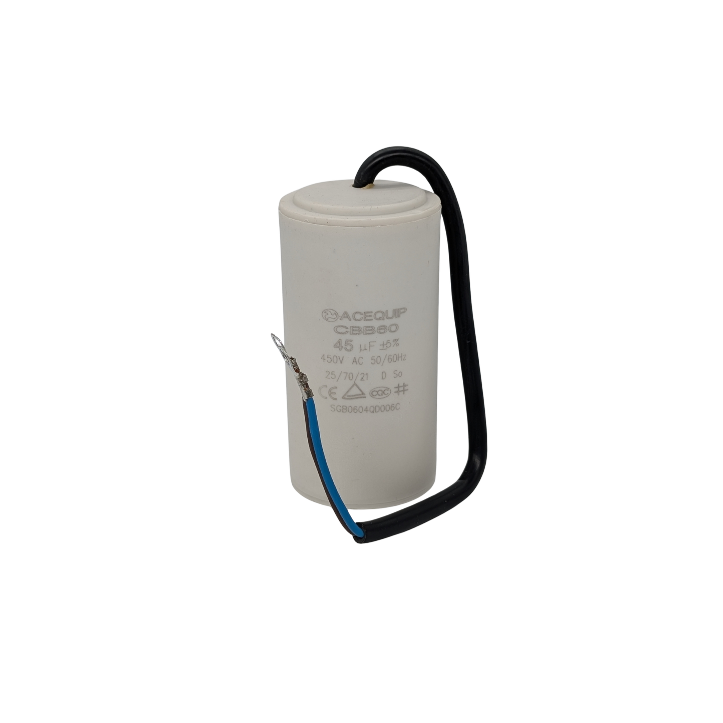 CAP-45.0C 45 UF Acequip Single Phase Multipurpose Run Capacitor with cable