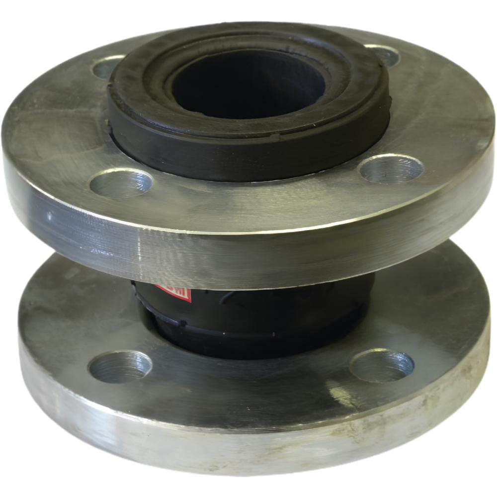 Metal flange with rubber gasket on a white background