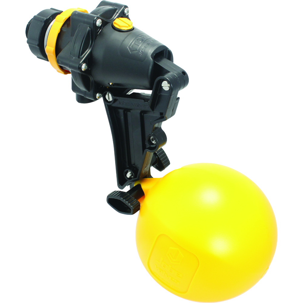 Black and yellow float with a yellow bobber on a white background