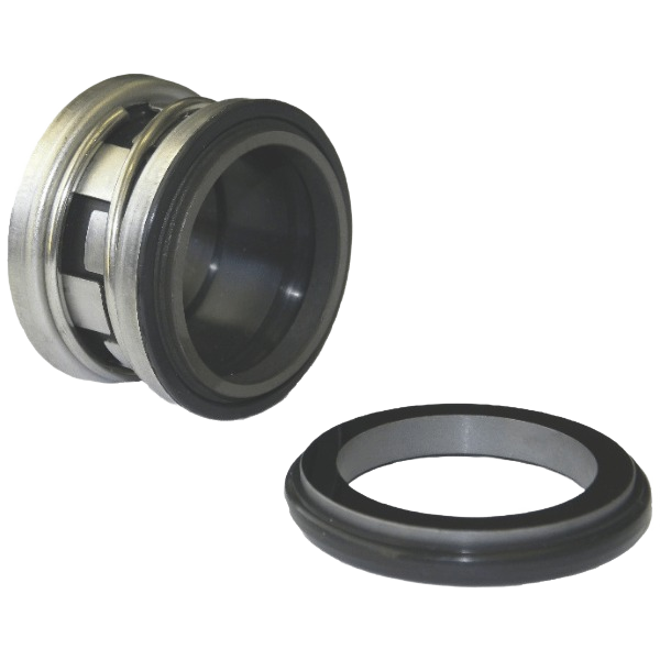 Mechanical seal components on a white background