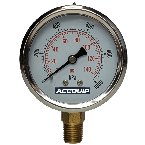 50mm 400kPa Acequip Dry filled Pressure Gauge Lower Mount