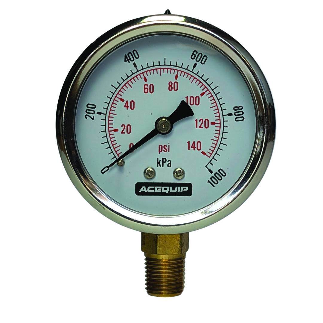 50mm 800kPa Acequip Dry filled Pressure Gauge Lower Mount