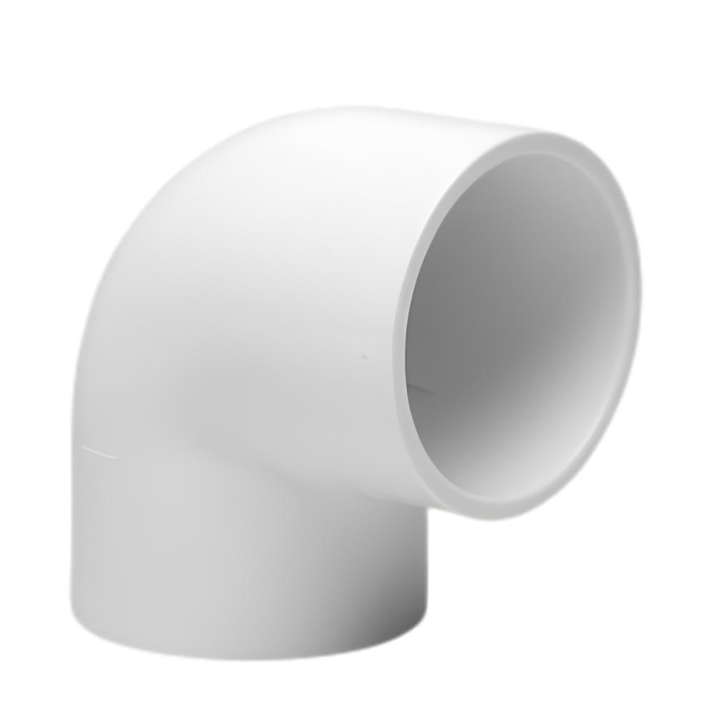 White PVC elbow pipe fitting on a white background