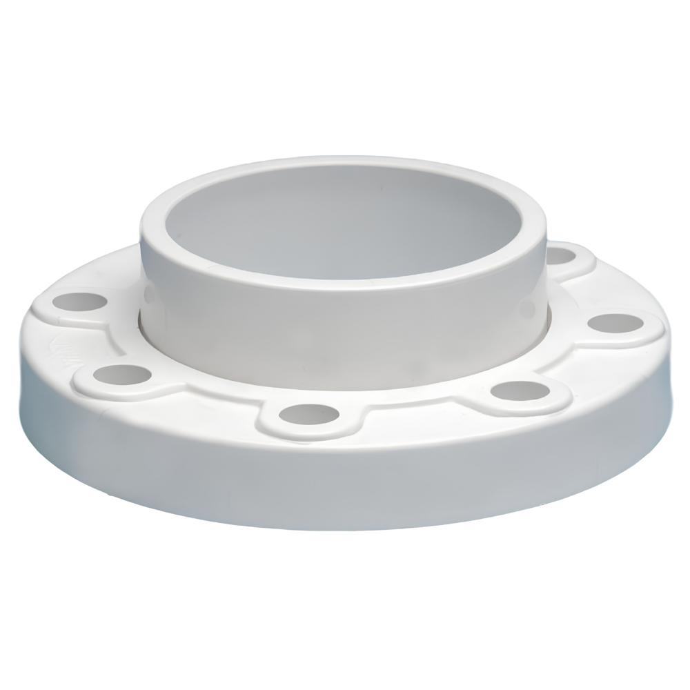 White plastic flange on a white background