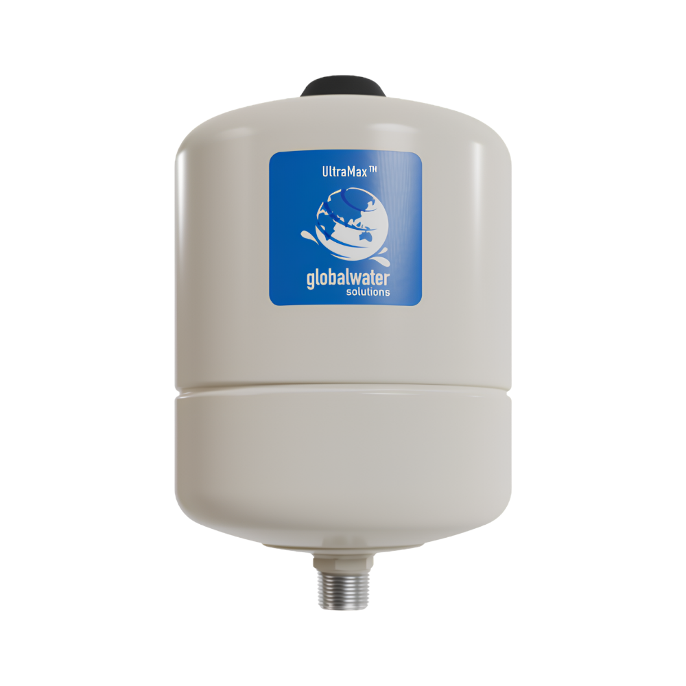 Water filter housing with Global Water Solutions logo on a white background