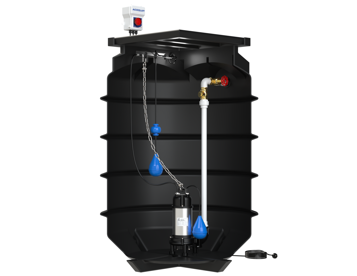 BLUESELECT 1200L Pump Station with 240V, 1.5KW Sewage Grinder Pump