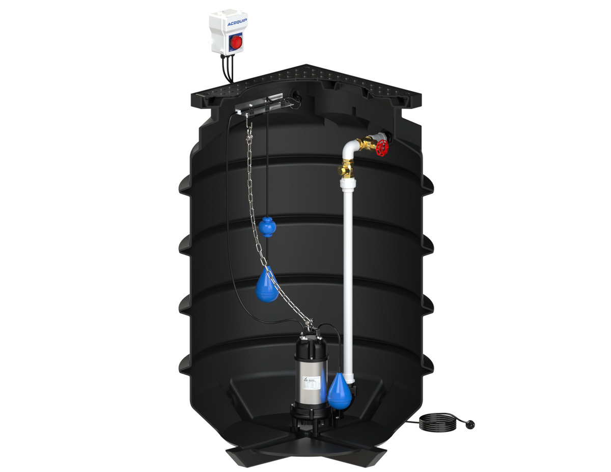 BLUESELECT 1200L Pump Station with 240V, 1.5KW Sewage Grinder Pump