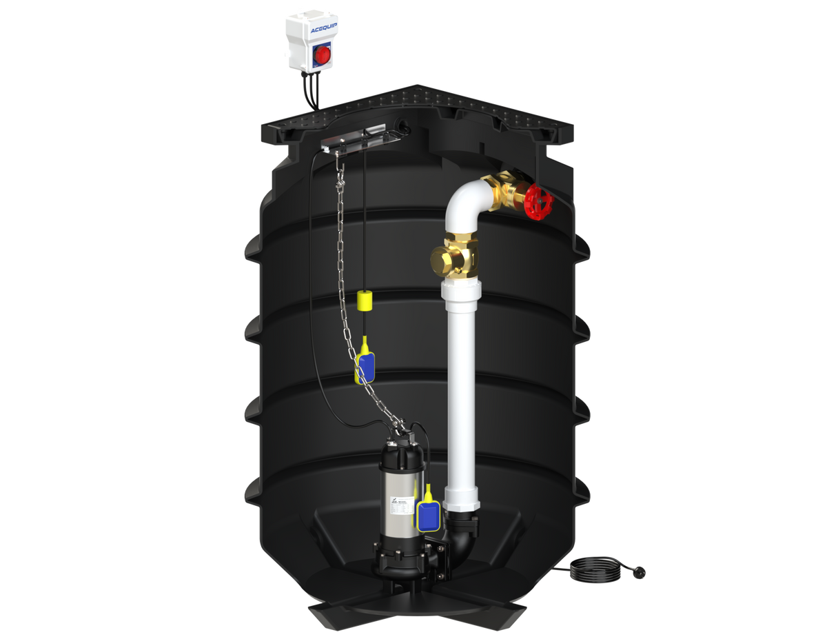 BLUESELECT 1200L Pump Station with 240V, 0.45KW Stormwater Vortex Pump