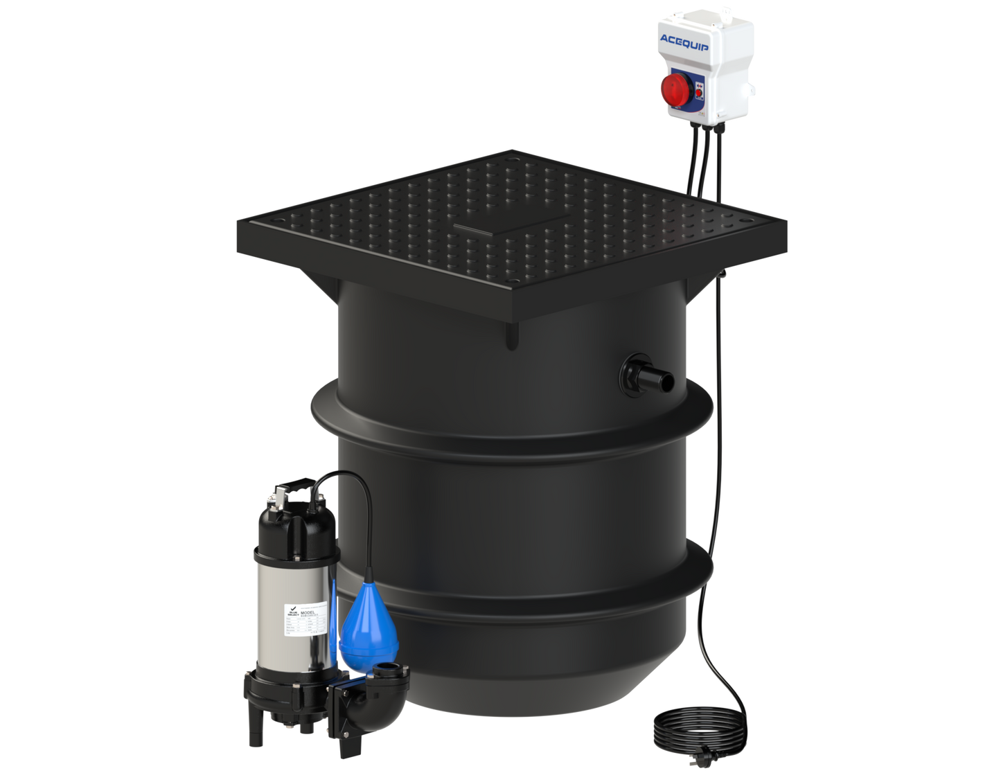 BLUESELECT 'Mini' 250L Sewage Pumping Station, 240V, 0.75kW and High Level Alarm