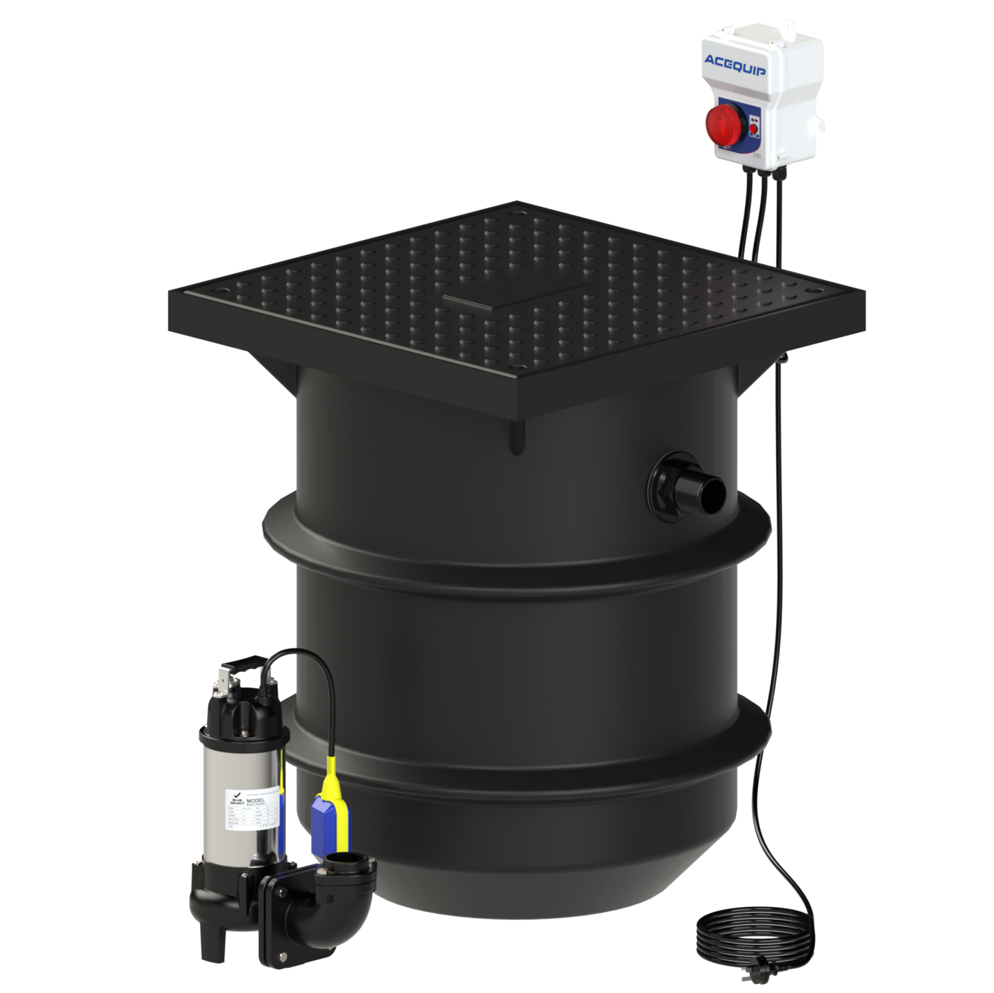 BLUESELECT 250L Pump Station with 240V, 0.45KW Stormwater Vortex Pump