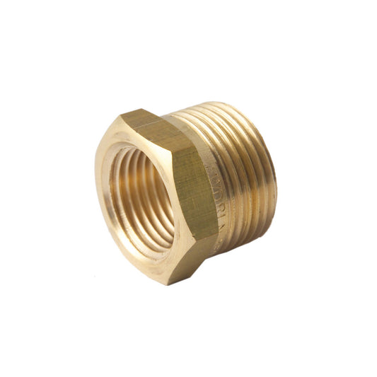 Brass female pipe thread fitting on a white background