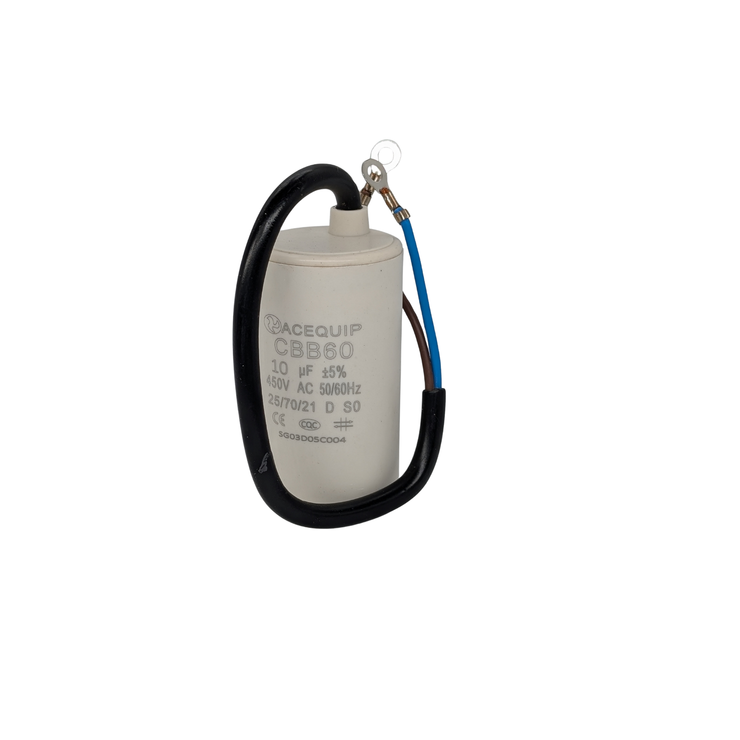 CAP-10.0C 10 UF Acequip Single Phase Multipurpe Run Capacitor with cable