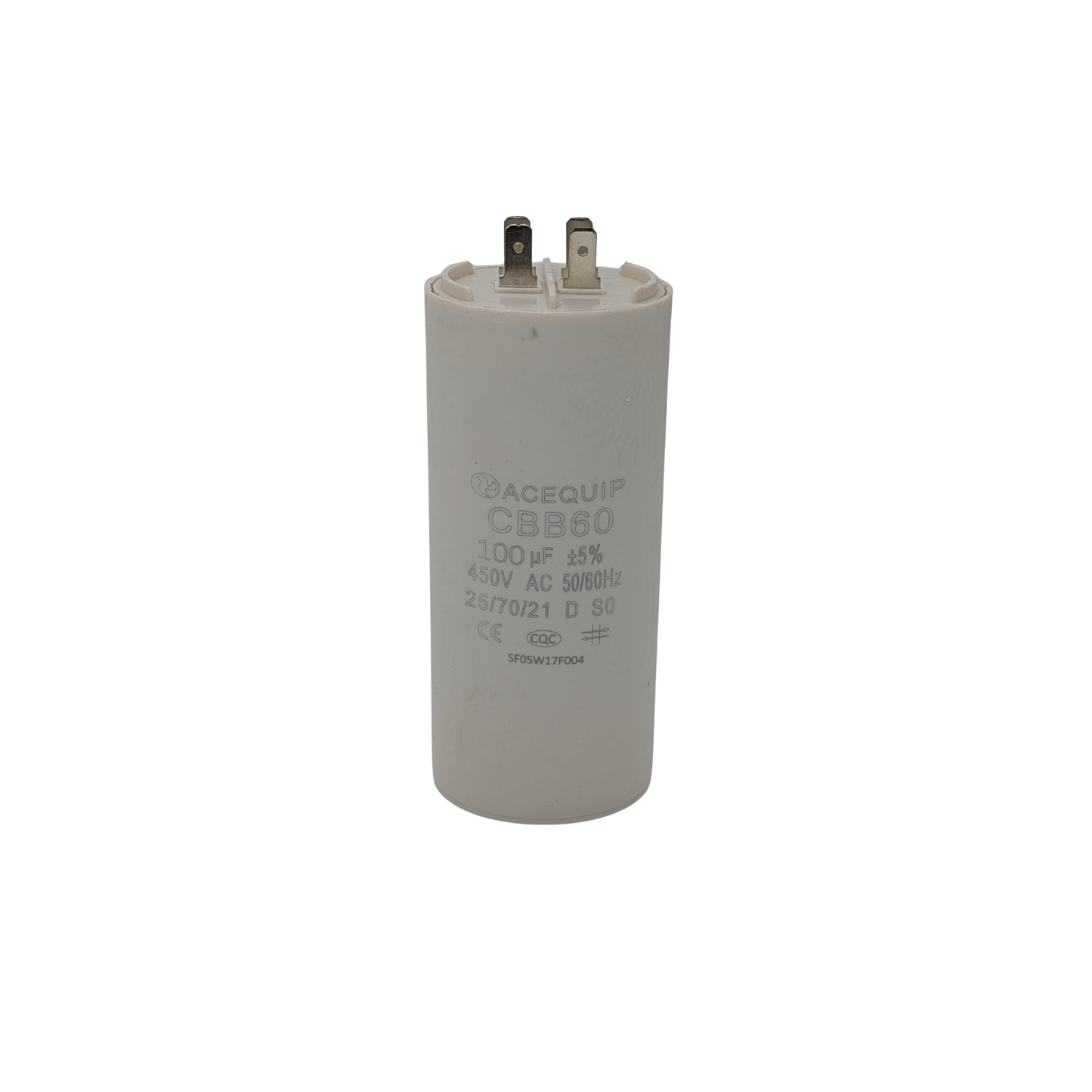CAPAL-100.0P 100 UF Acequip Aluminum Single Phase Multipurpose Run Capacitor with pins