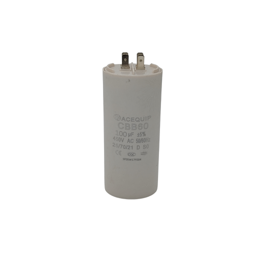 CAPAL-100.0P 100 UF Acequip Aluminum Single Phase Multipurpose Run Capacitor with pins