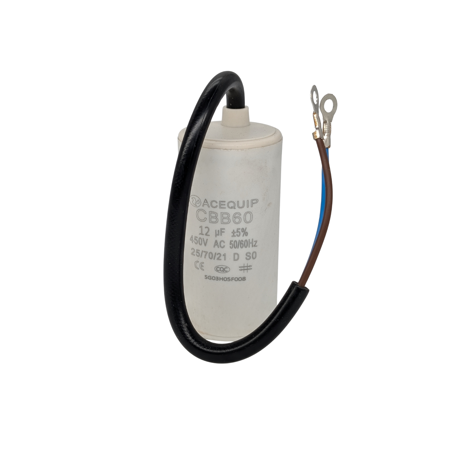 CAP-12.0C 12 UF Acequip Single Phase Multipurpose Run Capacitor with cable