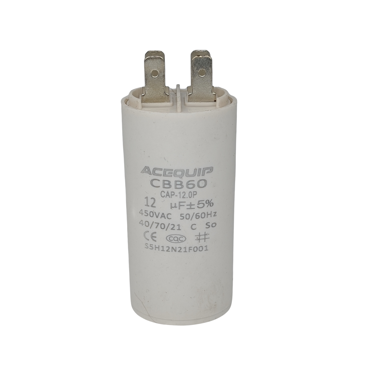 CAP-12.0P 12 UF Acequip Single Phase Multipurpose Run Capacitor with pins