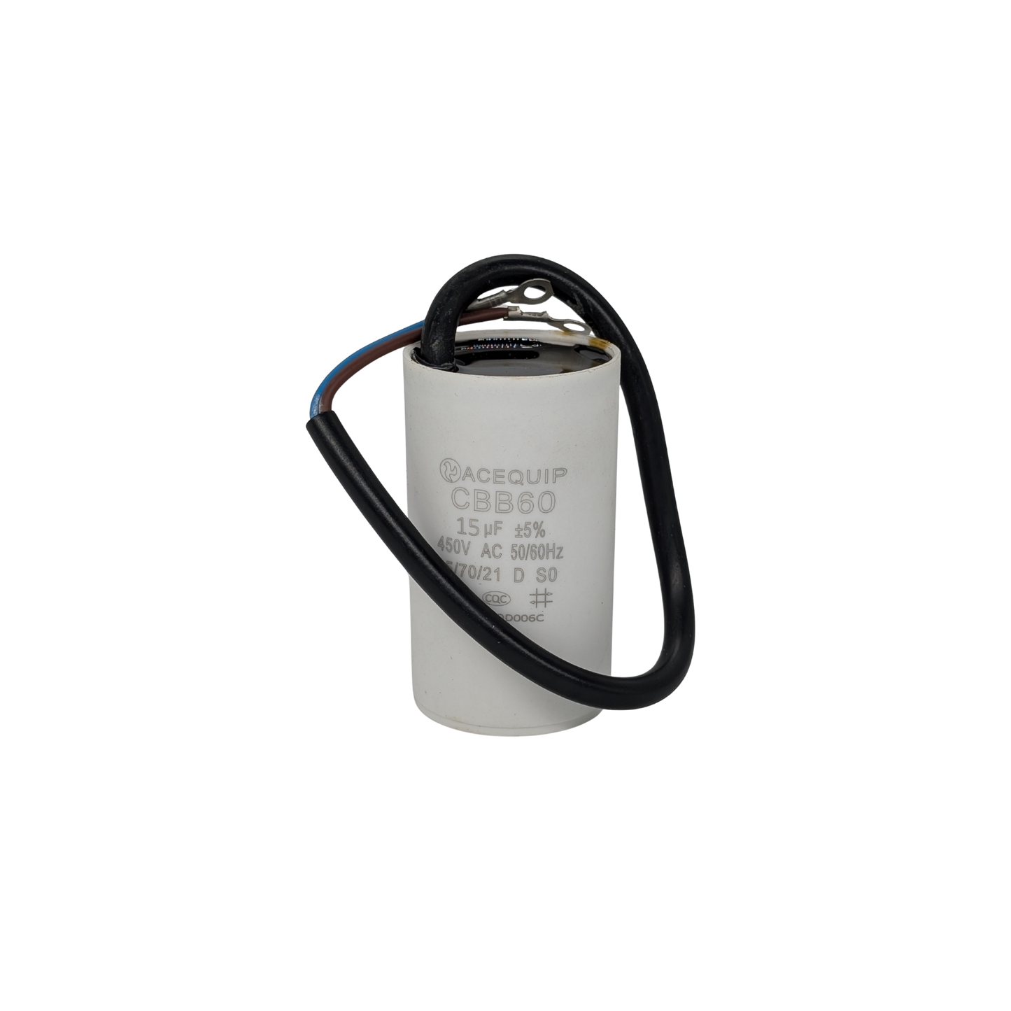 CAP-15.0C 15 UF Acequip Single Phase Mulitpurpose Run Capacitor with cable