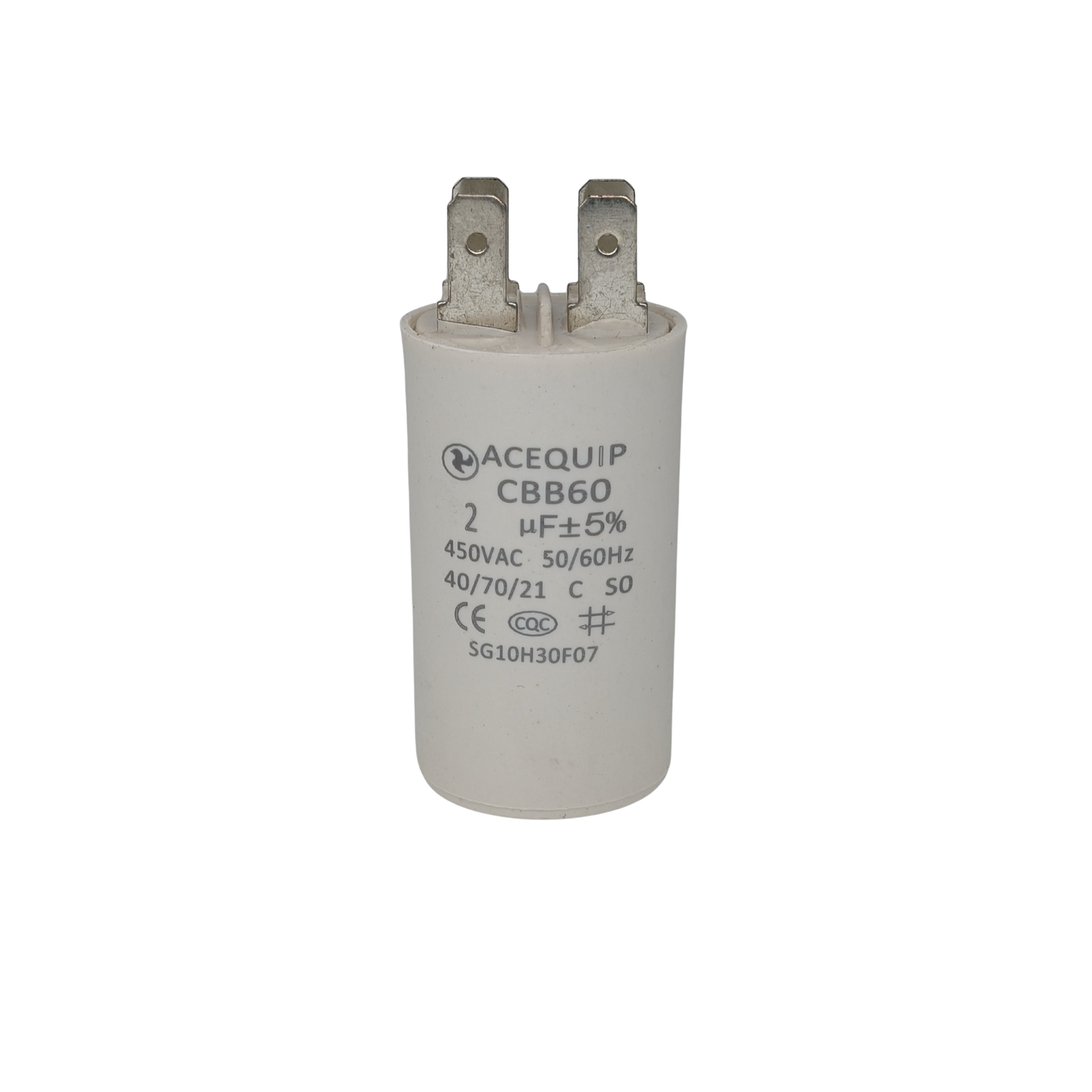 CAP-2.0P 2 UF Acequip Single Phase Multipurpose Run Capacitor with pins