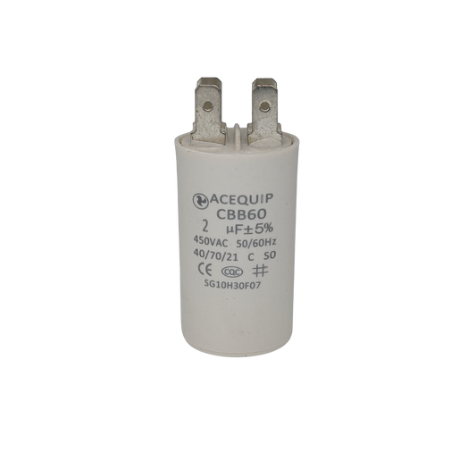 CAP-2.0P 2 UF Acequip Single Phase Multipurpose Run Capacitor with pins