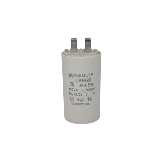 CAP-20.0P 20 UF Acequip Single Phase Multipurpose Run Capacitor with pins