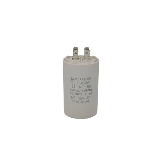 CAP-22.0P 22 UF Acequip Single Phase Multipurpose Run Capacitor with pins