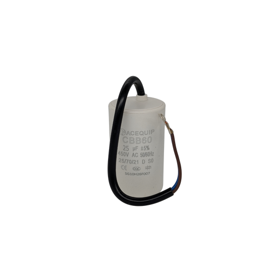 CAP-25.0C 25 UF Acequip Single Phase Multipurpose Run Capacitor with cable