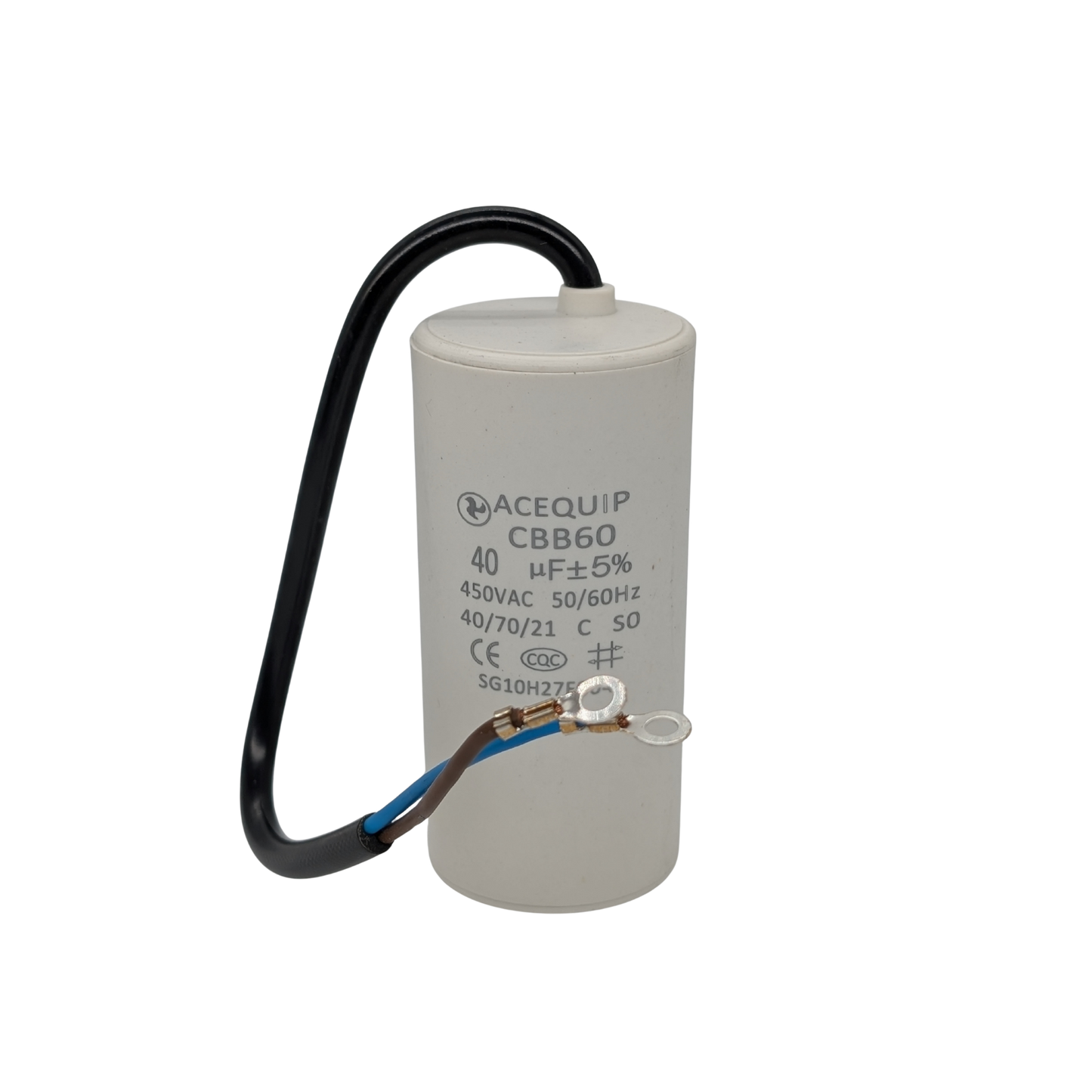 CAP-40.0C 40 UF Acequip Single Phase Multipurpose Run Capacitor with cable