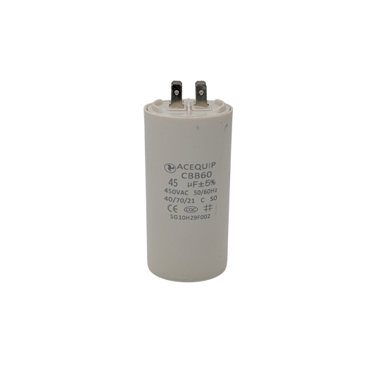 CAP-45.0P 45 UF Acequip Single Phase Multipurpose Run Capacitor with pins