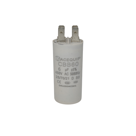 CAP-6.0P 6 UF Acequip Single Phase Multipurpose Run Capacitor with pins