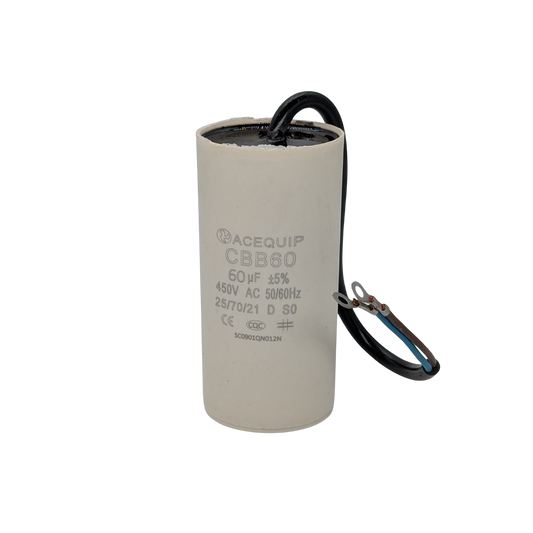 CAP-60.0C 60 UF Acequip Single Phase Multipurpose Run Capacitor with cables