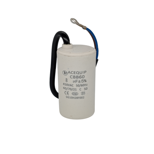 CAP-8.0C 8 UF Acequip Single Phase Multipurpose Run Capacitor with cable