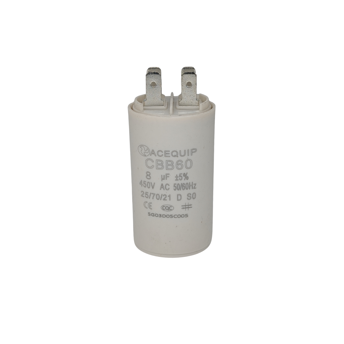 CAP-8.0P 8 UF Acequip Single Phase Multipurpose Run Capacitor with pins