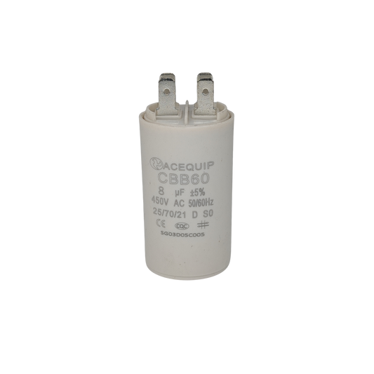 CAP-8.0P 8 UF Acequip Single Phase Multipurpose Run Capacitor with pins