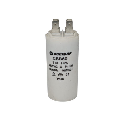 CAP-9.0P 9 UF Acequip Single Phase Multipurpose Run Capcitor with pins