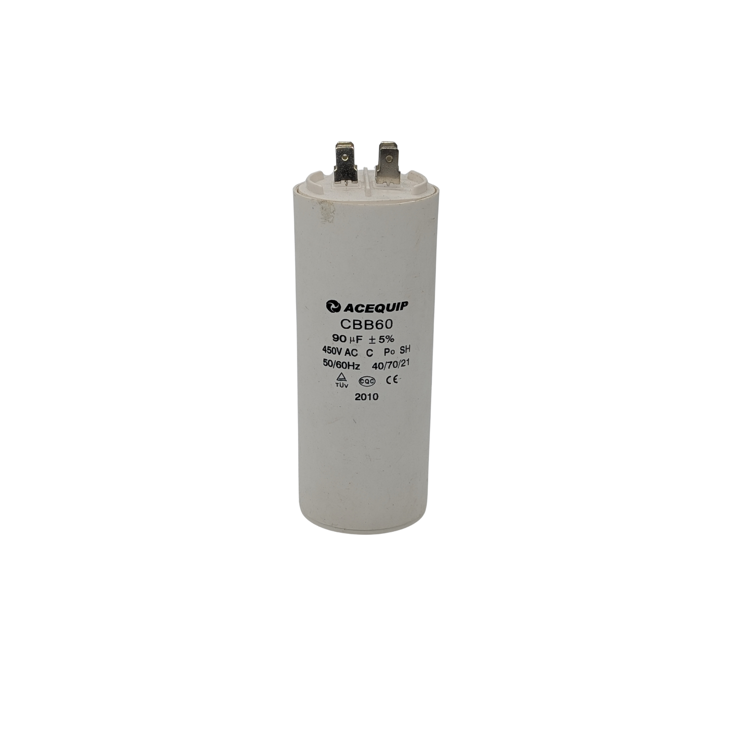 CAP-90.0P 90 UF Acequip Single Phase Multipurpose Run Capacitor with pins