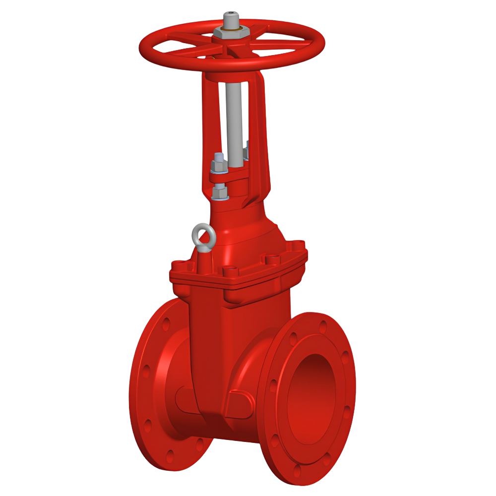 Red valve on a white background