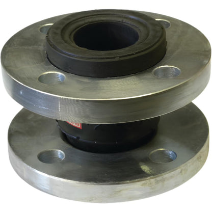 Metal flange with rubber gasket on a white background