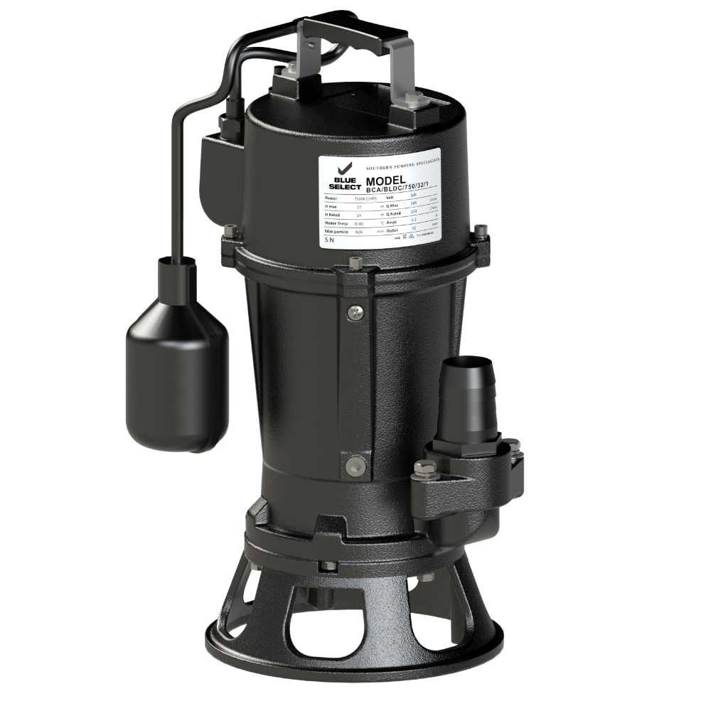 Black submersible pump on a white background