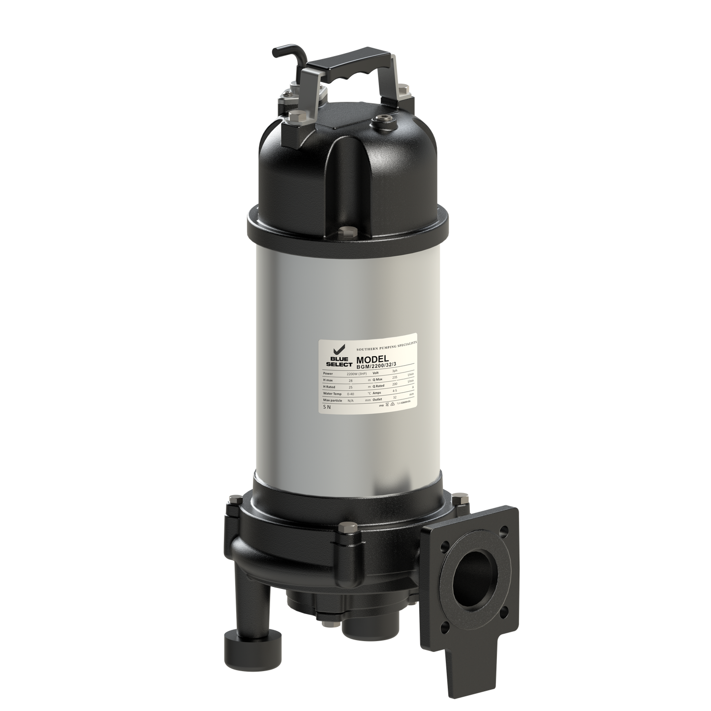 BGM/2200/32/3 Grinder Manual Submersible Pump 2.2KW 415V 32mm disc