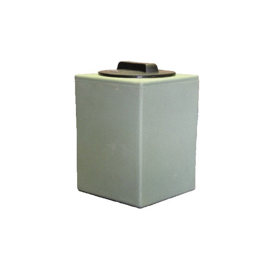 Rectangular green container with a black lid on a white background