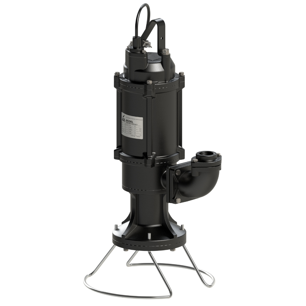 Black submersible pump on a white background