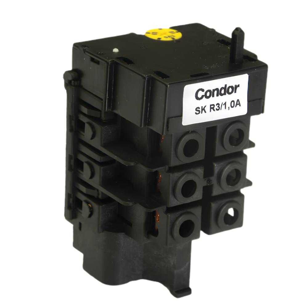 Black electrical component with 'Condor' label on a white background