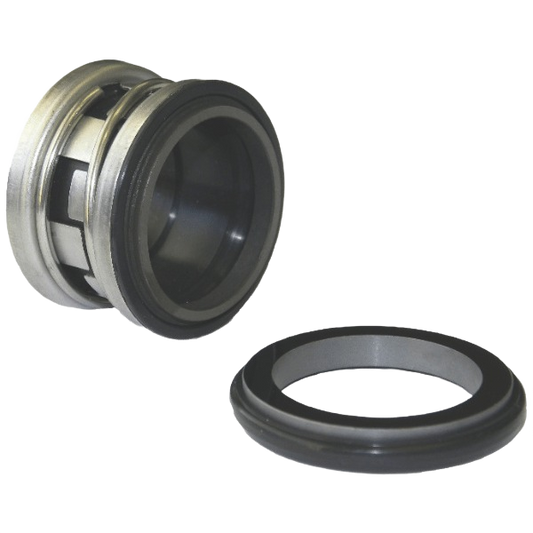 Mechanical seal components on a white background