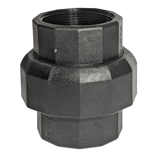 Black threaded pipe fitting on a transparent background