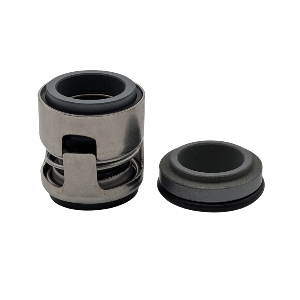 Two metallic components on a white background