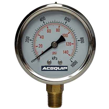 50mm 250kPa Acequip Dry filled Pressure Gauge Lower Mount