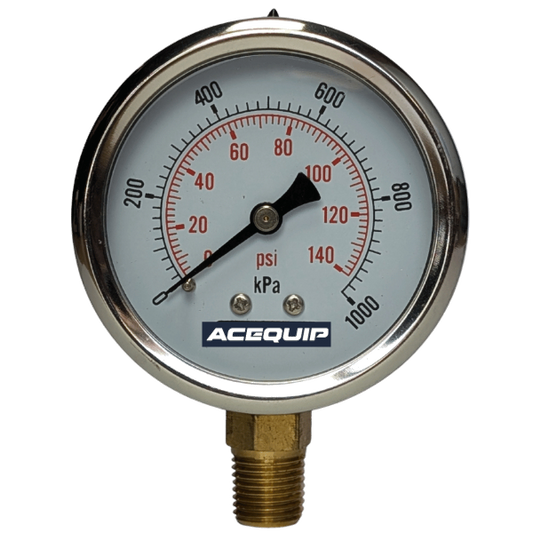 50mm 600kPa Acequip Dry filled Pressure Gauge Lower Mount