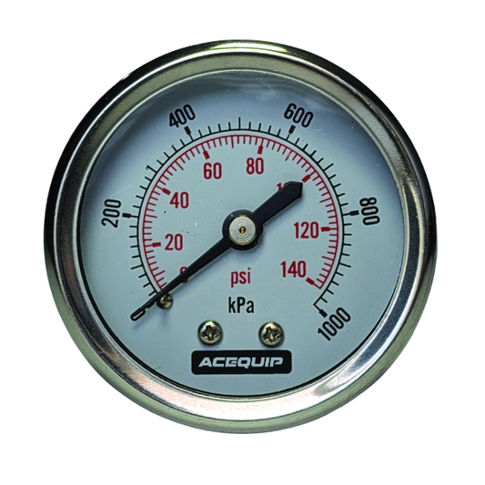 50mm 800kPa Acequip Dry filled  Pressure Gauge Rear Mount